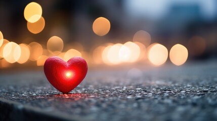 Sticker - A red heart sitting on top of a street. Can be used to represent love, romance, or Valentine's Day