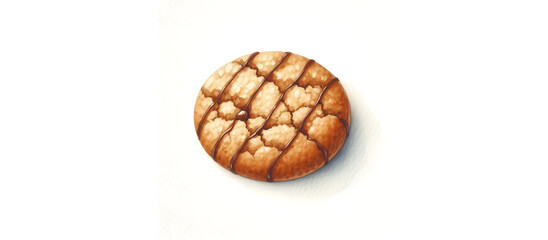 Wall Mural - Chocolate cookie isolated watercolor painting