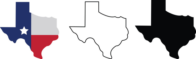 Texas map icon set, Detailed Map of Texas State, Texas Map Black , State Border , United States , US America, scribble sketch Texas map, isolated on transparent background, used for mobile phone, app.