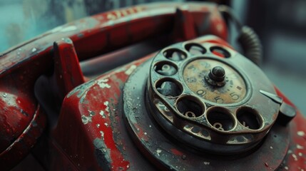 Poster - An up-close view of an old-fashioned telephone. Perfect for nostalgic designs or communication-themed projects