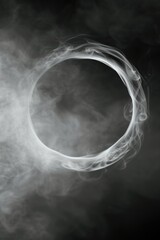Poster - A black and white photo capturing the beauty of a smoke ring. This image can be used to add a touch of elegance and mystery to various projects