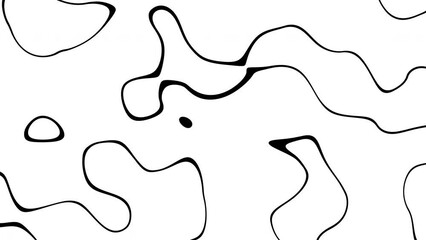 Poster - Abstract Waving black lines on white Background. Looping 4k animation of an abstract fractal digital lines background