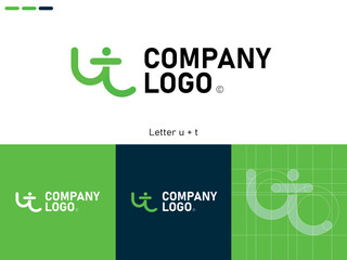 Alphabet letter icon logo U.T,UT,TU