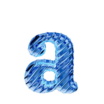 Ribbed blue ice 3d symbol. letter a