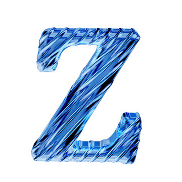 Ribbed blue ice 3d symbol. letter z