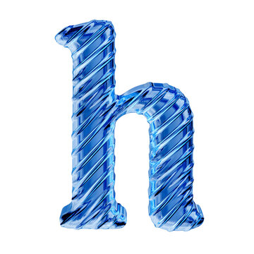 Ribbed blue ice 3d symbol. letter h