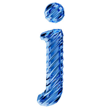 Ribbed blue ice 3d symbol. letter j