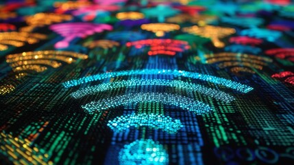 Poster - Digital Tapestry: Illuminated Wireless Signs