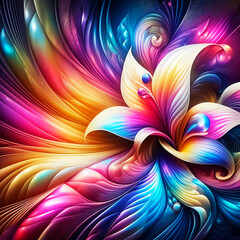 Wall Mural - abstract flower texture wallpaper and background with waves and curves in vivid colors. artistic pat