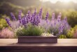 Lavender podium flower background purple product nature platform stand summer 3d table Cosmetic podi