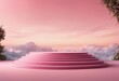 Background pink podium sky 3d platform luxury product beauty display render heaven dreamy stage Pink