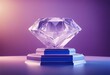 Crystal podium diamond 3d background display glass jewelry product render blue platform Podium ice c
