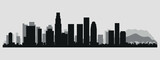Fototapeta Boho - The city skyline. Los Angeles. Silhouettes of buildings. Vector on a gray background