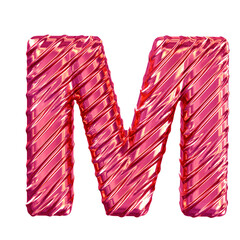 Ribbed pink symbol. letter m