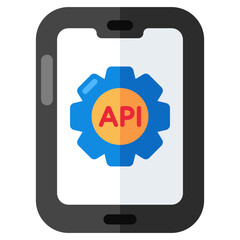 Conceptual flat design icon of api 