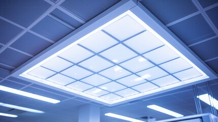 Poster - A room with a ceiling light and additional lights. Suitable for interior design or home improvement concepts