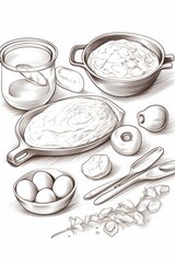 Poster - A vibrant drawing showcasing a variety of food items. Perfect for menu designs, recipe books, or food-related articles