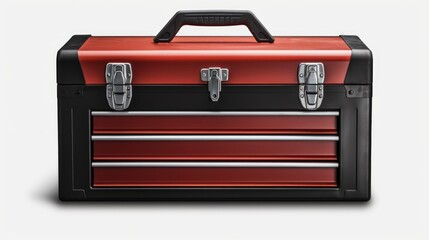 Poster - A red tool box sitting on top of a white surface. Perfect for illustrating DIY projects or home improvement concepts