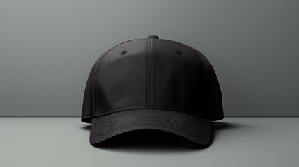 A black baseball cap sitting on top of a table. Perfect for sports-themed designs and fashion editorials