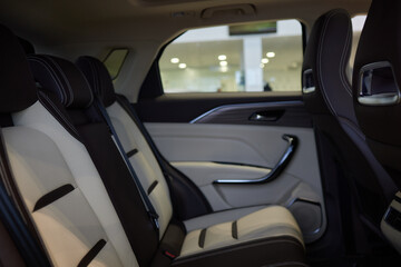 Wall Mural - Car inside. Interior of prestige modern car. Comfortable leather seats