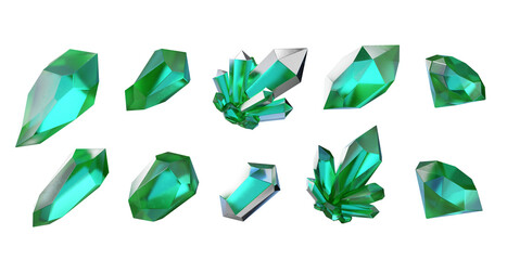 Poster - Crystal collection set pack isolated background 3d rendering 