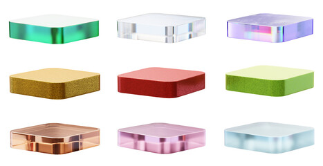 Fototapete - Podium collection set pack isolated background 3d rendering