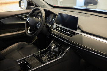 Wall Mural - Car inside. Interior of prestige modern car. Comfortable leather seats