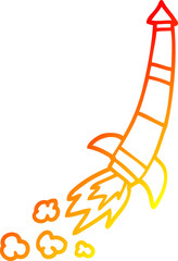 warm gradient line drawing cartoon space rocket