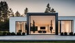 Modern cubic house exterior in Scandinavian style showcasing contemporary design