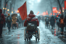 A Photograph Capturing The Determination Of Disability Rights Activists Advocating For Accessibility And Inclusivity In Public Spaces. Concept Of Disability Activism. Generative Ai.