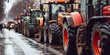 Farmers blocked traffic with tractors during a protest against low prices for products