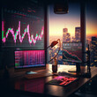 Financial trading, stock market indicator analysis for the best investment strategy, financial data and charts