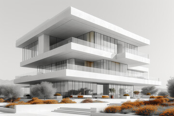 Poster - a series of architectural details in shades of white, capturing the elegance and purity of modern st