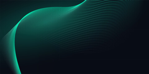 Technology digital futuristic internet network connection dark black background, green abstract cyber information communication, Ai big data science, innovation future tech line illustration vector 3d