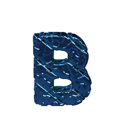 Wall Mural - Blue symbol made from rough diagonal blocks. view from above. letter b