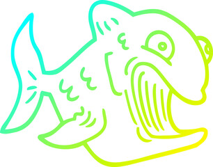 cold gradient line drawing funny cartoon fish