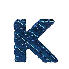 Wall Mural - Blue symbol made from rough diagonal blocks. view from above. letter k