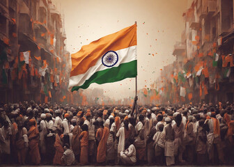 India Flag, Independence day, republic day and 15th August splash background illustration. Generative AI