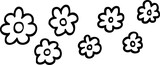 Fototapeta Dinusie - black and white cartoon decorative flowers