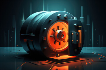 Aufkleber - a vector illustration featuring a key unlocking a vault, symbolizing the access to financial securit