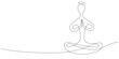 One line art silhouette of buddha isolated on white background for logo, greeting cards, business card. One continuous line drawn yoga statue