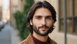 © Artur - Young Brunette Man in Leather Jacket - Warm Smile and Hazel Eyes, Headshot with Medium-Length Hair