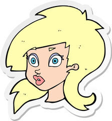 sticker of a cartoon pretty surprised woman