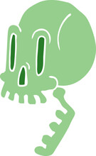 Cartoon Doodle Green Skull