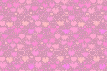 Wall Mural - Seamless background of pink scattered hearts