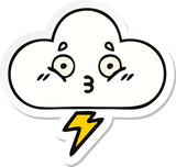 Fototapeta  - sticker of a cute cartoon thunder cloud