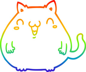 rainbow gradient line drawing cartoon cat