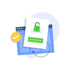 Fototapete - login,secure notice login verification,Login form page with lock and password. Safety verification, user authorization, web security concept