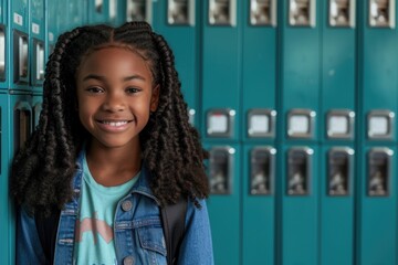 Sticker - Smiling portrait of a young female elementary school student