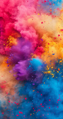 Wall Mural - Colored powder explosion. Colorful rainbow Holi paint splash.  Hindu festival of colors.